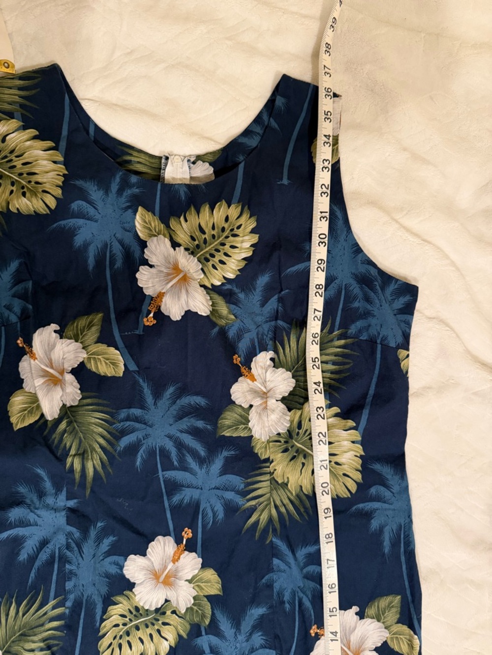 Pacific Legend Apparel Short Sleeveless Navy Hawaiian Dress - Picture 9 of 10